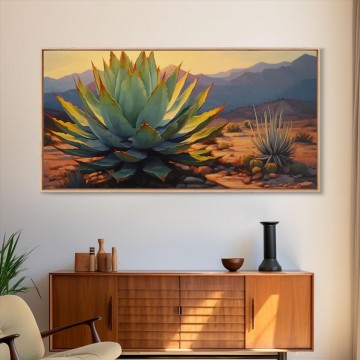 Landscapes Painting - Southwestern Wall Art Agave Desert Canvas Large Oil Painting Landscape